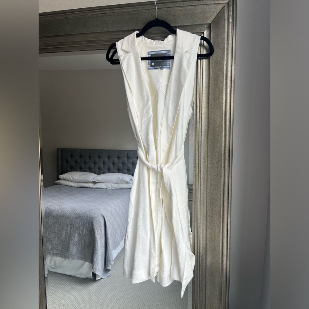 Cream long tie vest for women